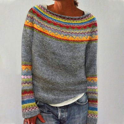 FLEURÉLLE™ | ÉLÉGANT PULL EN MAILLE DE LUXE BRODÉ MOUTON