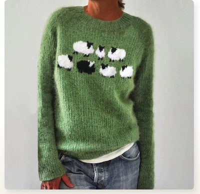 FLEURÉLLE™ | ÉLÉGANT PULL EN MAILLE DE LUXE BRODÉ MOUTON