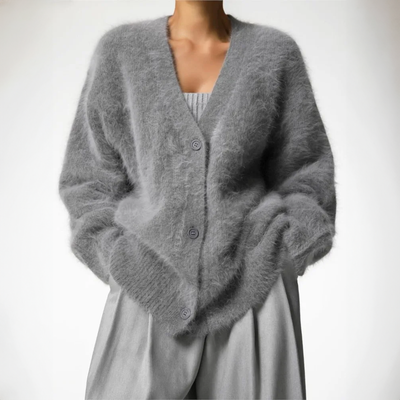 NUVÉA™ | Cardigan luxueux à col en V et duveteux