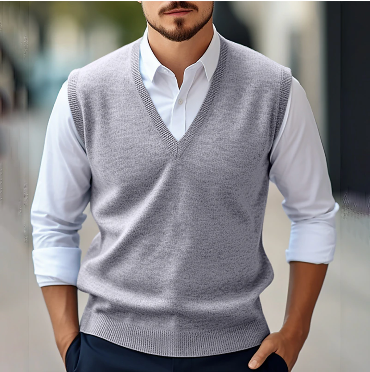 Pull sans manches à col en V