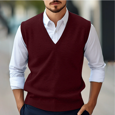 Pull sans manches à col en V