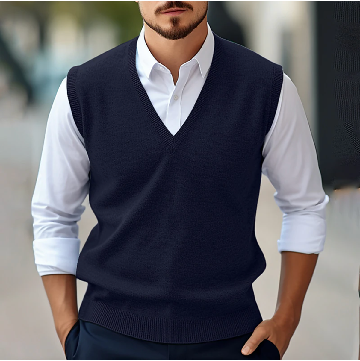 Pull sans manches à col en V