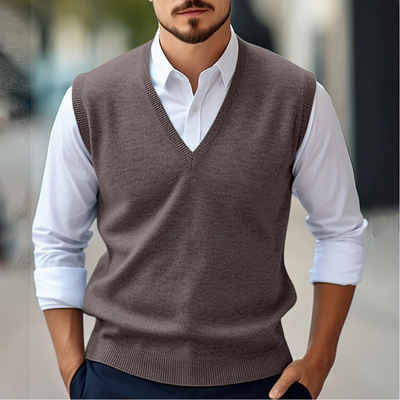 Pull sans manches à col en V