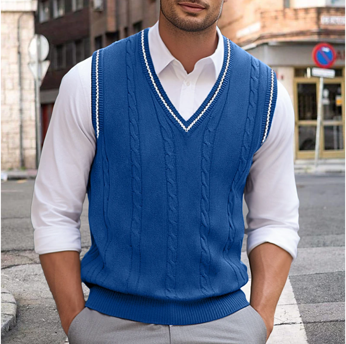 Sleeveless Sweater with V-Neck