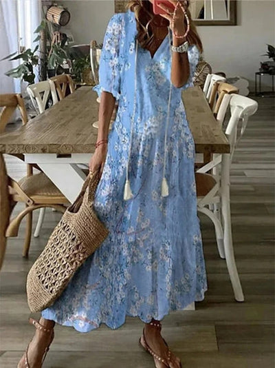 Sophia - Boho Vintage V-Neck Summer Dress